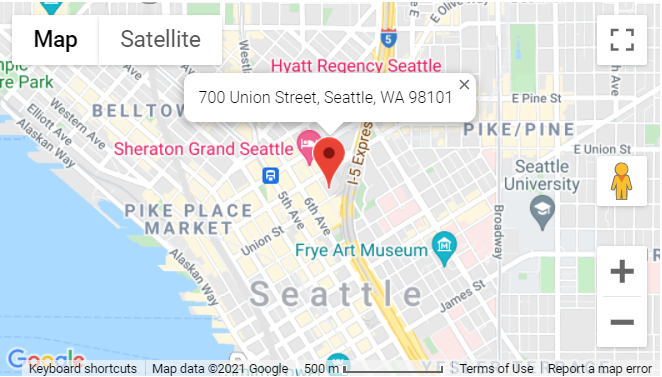 Map to ACT Theatre at 700 Union St, Seattle, WA 98101